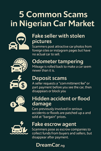 Infographic showing the top 4 scams in the Nigerian car market