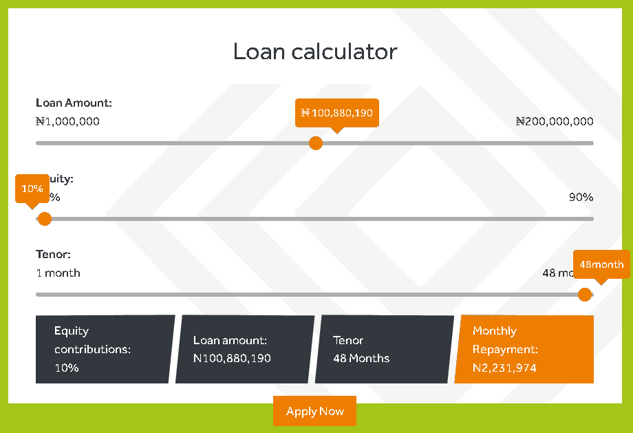 Access bank auto loan calculator to compare loan amount to repayment plans