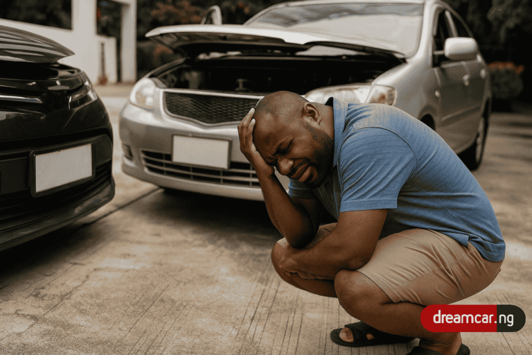 Man with sad countenance regretting buying a Faulty Used Car after being scammed